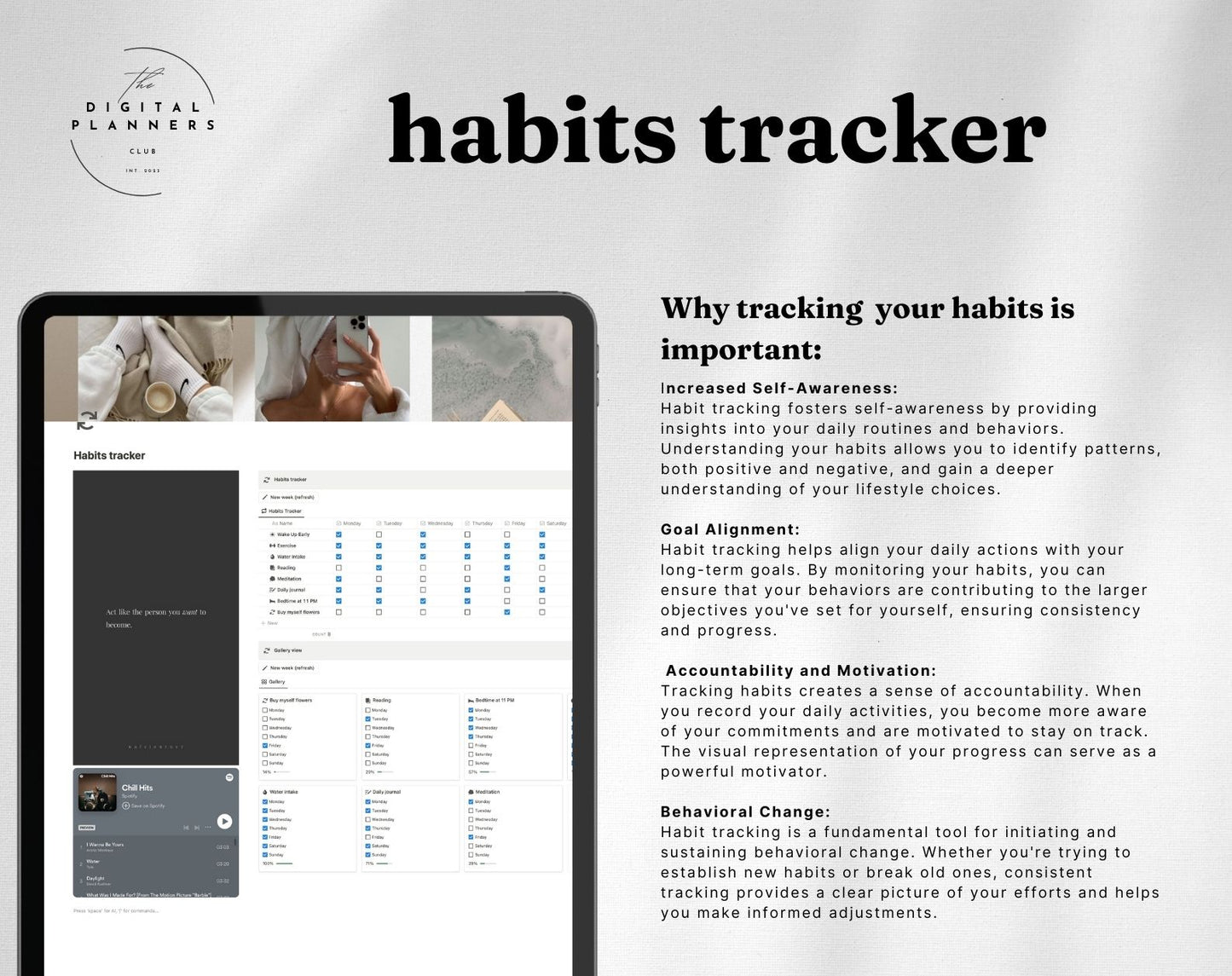 Digital habit tracker | Notion template | Notion planner | Habit Tracker Notion