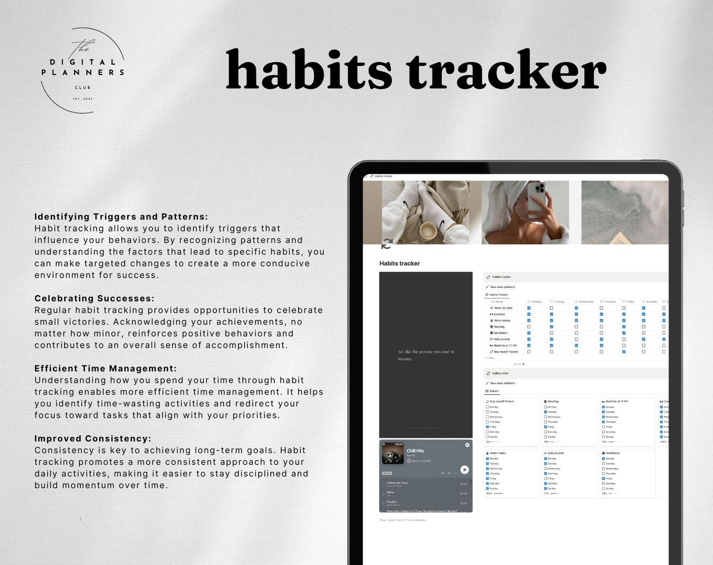 Digital habit tracker | Notion template | Notion planner | Habit Tracker Notion