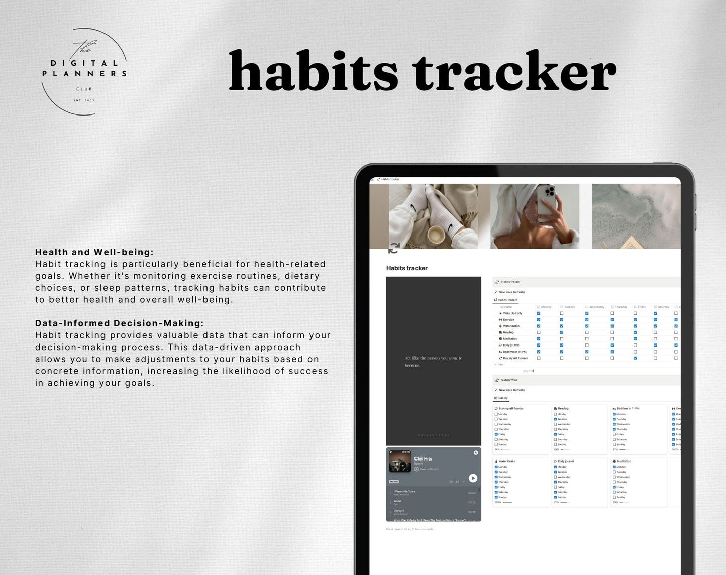 Digital habit tracker | Notion template | Notion planner | Habit Tracker Notion