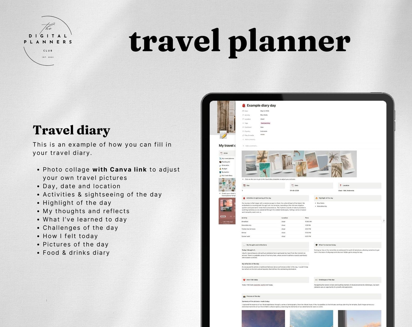 Travel planner Notion Template