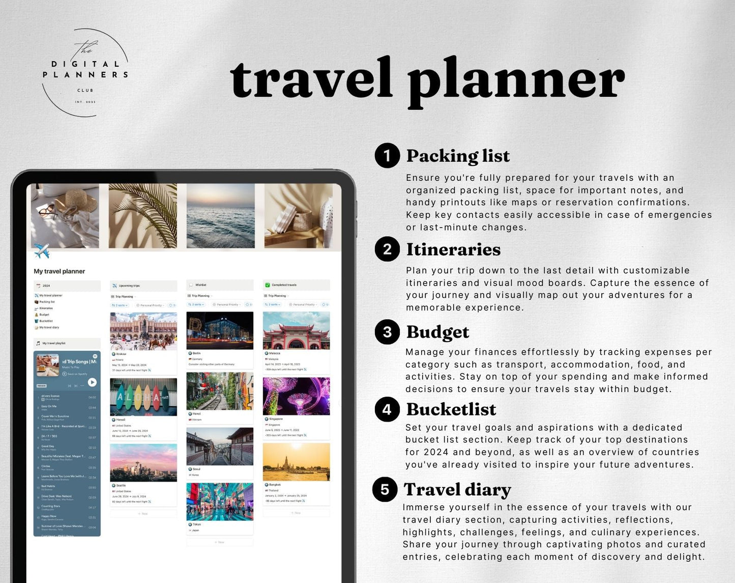 Travel planner Notion Templates