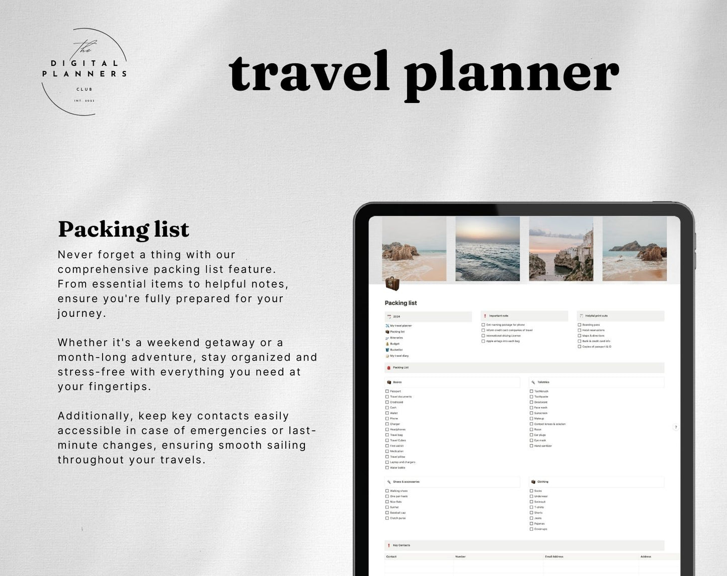 Travel planner Notion Template